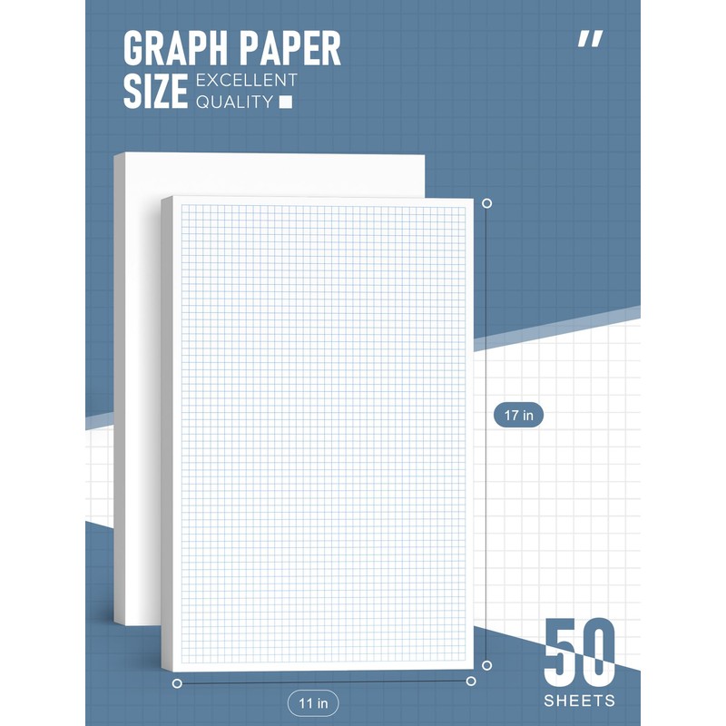 11x17 Large Graph Paper Pad, Top Glue Binding Grid Paper,