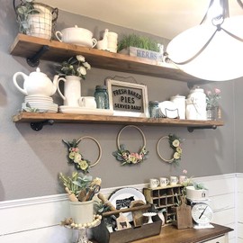 HDDFER Industrial Pipe Wall Wood Shelves,Real Wooden Shelves 48" in Special Brown Color with 1.2" Extra Thickness, Modern Floating Shevles Bookshelf Shelving Units for Rustic Farmhouse Decor