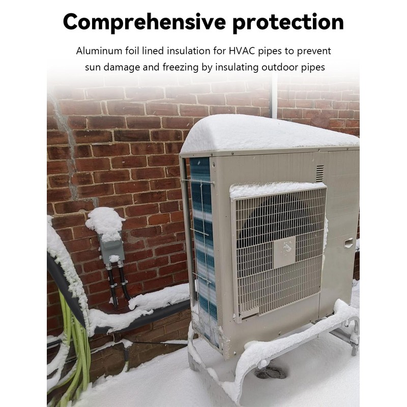 3 Layers HVAC Copper Pipe Insulation Cover, 78.7x11.8 inch 600D