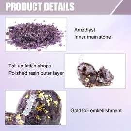 Dozylive Amethyst Crystal Cat Figurine 1.6” Hand-Carved Gemstone Cat Statue, Purple Crystal Cat Ornament, Healing Crystals Cat for Good Luck, Gifts for Cat Lovers, Cute Cat Decor for Home and Desk