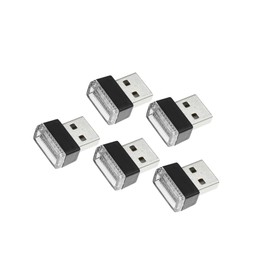 Motoforti 5pcs Ice Blue USB LED Night Light Car Interior Decoration Portable Long-lasting