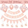 16th Birthday Decorations for Girls-Rose Gold 16th Birthday Banners Balloons