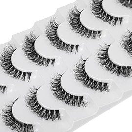 JIMIRE Pestañas Postizas Demi-Wispies De Visón Sintético Con Banda Transparente, Estilo Ruso, Aspecto Natural Y Esponjoso, Ligeras Y Finas, 13 Mm, Cortas, Invisibles, Pequeñas, Efecto 3D, Paquete De 7