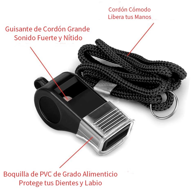 Timotech Set de 2 Silbatos Deportivos de Plástico con Cordón,