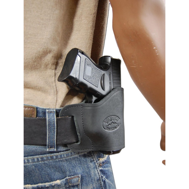 Barsony Black Leather Yaqui OWB Holster for FN 509 Compact