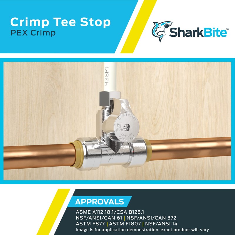 SharkBite 1/2 x 1/2 x 3/8 Inch OD Compression Crimp