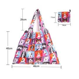 Foldable Reusable Shopping Bag,Waterproof Teacher Tote Bag Eco-Friendly Hand Bags Grocery Shopping Cloth Bags with Dog Print for Shopping Travel Picnic
