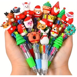 4-in-1-Kugelschreiber, mehrfarbig, einziehbar, Cartoon-Design, 0,5 mm, perfekt für Studenten und Bürobedarf, zufällige Stile und Farben, 24 Stück