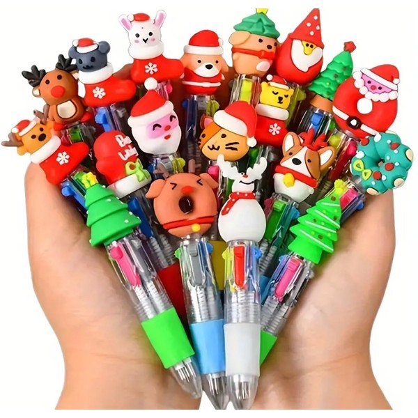 4-in-1-Kugelschreiber, mehrfarbig, einziehbar, Cartoon-Design, 0,5 mm, perfekt für Studenten und