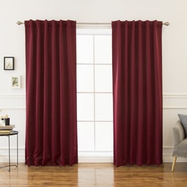 Best Home Fashion Basic Thermal Insulated Blackout Curtains - Back Tab/Rod Pocket - Burgundy - 52" W x 102" L – (Set of 2 Panels)
