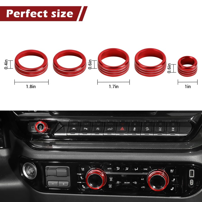 RT-TCZ for Silverado Headlight AC Knob Trim Rings for Chevy