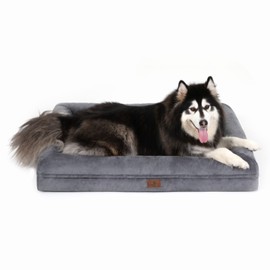 Yiruka Extra Large Dog Bed, Dark Grey Orthopedic Dog Bed, Washable Dog Bed with [Removable Bolster], Waterproof Dog Bed with Nonskid Bottom, Pet Bed, XL Dog Bed