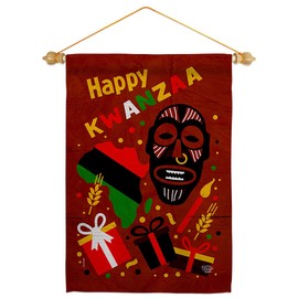 Ornament Collection Light Kinara Candles Garden Flag Set Wood Dowel Black History Kwanzaa Celebrates African Americans Heritage House Decoration Banner Small Yard Gift Double-Sided, Made in USA