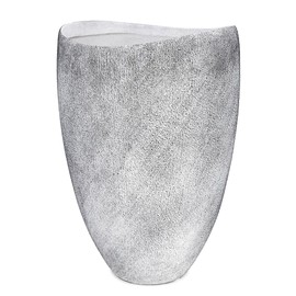 Lunar Glazed Ceramic Vase - Rustic Vintage Flower Pottery Vase for Home Decor, Countertop, Shelf, Centerpiece, and Table Decoration - 8.5'' W x 13'' H, Light Grey