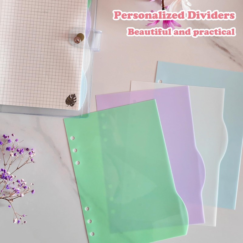DY.2ten 4 Sets A5 Translucent Binder Dividers Index Page Tab