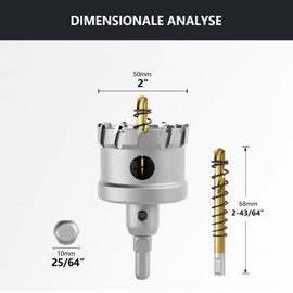 CSOOM Upgrade high-performance carbide hole saw, TCT hole cutter. Stainless steel and metal mesh are the ideal choice (50 mm)