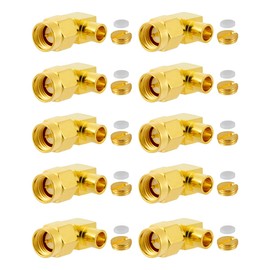 Vecys 10 PCS SMA Connectors SMA Male Right Angle Solder Connector for RG402 .141" Semi-Rigid RF Coax Cable
