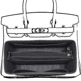 KOPPAL Purse Organizer Insert For Birkin 35 Bag, Felt Insert Organizer With Zipper, Large Capacity,Women’s Handbags Shaper (35,Gray)