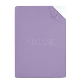 AIMANE® Non Iron Percale 4FT Small Double Fitted Sheet Poly Cotton Easy Care Non Iron Percale 4FT Fitted Bed Sheets Small Double (Lilac)