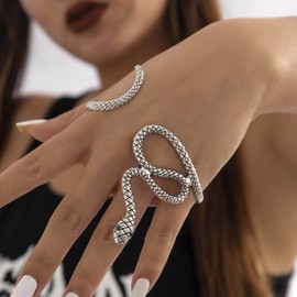 Sttiafay Snake Hand Bracelet Silver Serpent Palm Cuff Bangle Vintage Open Bangle Adjustable Wrap Bracelet Costume Jewelry for Women