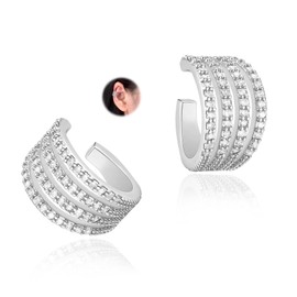 Lansora Cz Paved Stripe Ear Cuffs Multiple Lines Cubic Zirconia Non Pierced Cartilage Conch Cuff Earrings