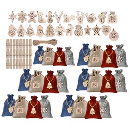 24 Advent Calendar for Filling Bags DIY Christmas Drawstring Gift Bag with Clips and Hemp Rope for Christmas Decoration Party Favor