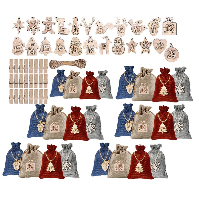 24 Advent Calendar for Filling Bags DIY Christmas Drawstring Gift