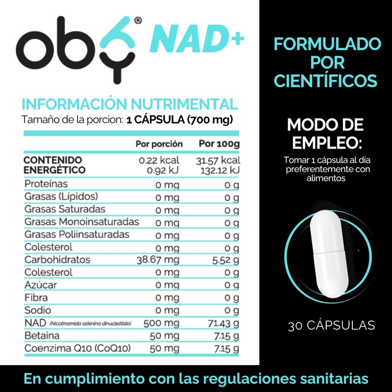 OBY NAD+ | Nad con Betaina y Coenzima Q10 (CoQ10)