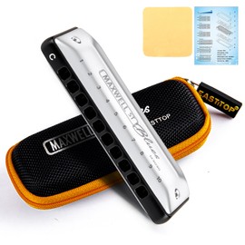 East top MAXWELL ST Blues Harmonica, Professional Overblow and Bending 10 Holes MS030 Blues Harp Mouth Organ For All Levels Adults, Professional Players and Students