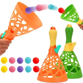 Jesitai Outdoor Indoor Game Activities for Kids with 2 Catch Launcher Baskets and 10 Balls, Lawn Campground Beach Christmas Party Toys for Kids Age 5 6 7 8 9 10+ and Adult