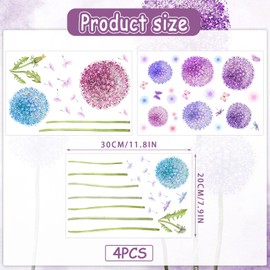 Glow in The Dark Dandelion Wall Stickers Colorful Dandelion Flower Butterfly Fluorescent Stickers Luminous Flying Floral Wall Decal for Kids Girls Bedroom Nursery Wall Decor Blue