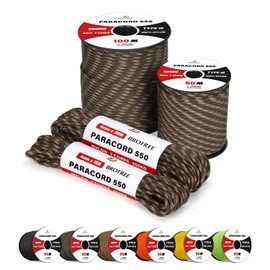 BROTREE Paracord 550 4mm 15M 100% Nylon Rope 7 Strands Type III Parachute Cord for Survival, Outdoor and DIY - 250kg Breaking Load (Forest Camo)