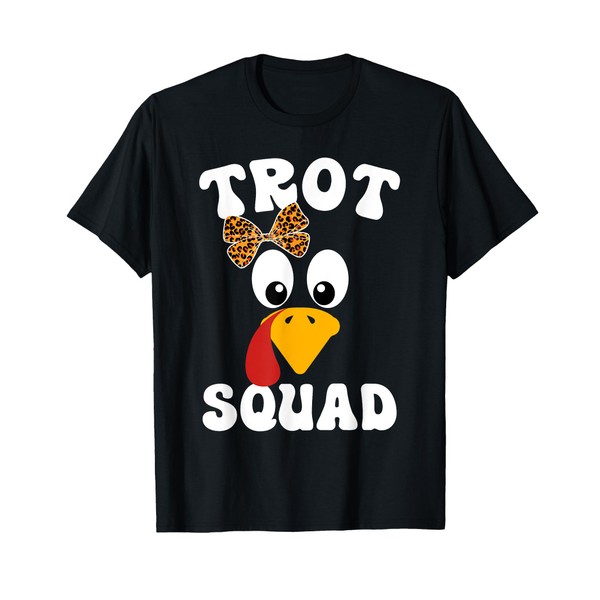Thanksgiving Leopard Coquette Bow Running Turkey Trot Squad T-Shirt