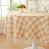 Laolitou Yellow Checkered Round Tablecloth Washable Buffalo Plaid Table Cloth