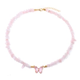 Butterfly necklace for women crystal butterfly pendant necklace pink butterfly choker jewelry butterfly gifts for women girls
