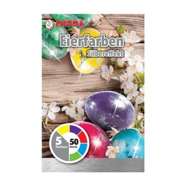 Metma B-592 B-592-Egg Colours Effect, Liquid, Pack of 5, Yellow, Purple, Red, Blue, Green, Shellac, with Glove, Silver Foil, for Approx. 50 Eggs, Easter, Multicoloured