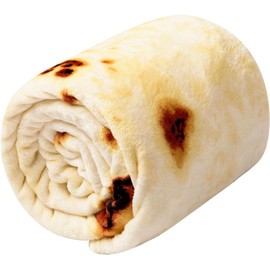 JRDSEUKO Burritos Tortilla Throw Blanket, Double Sided Novelty Tortilla Blanket, Funny Realistic Food Blanket, 300 GSM Soft and Comfortable Flannel Blanket-150CM (60in)