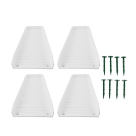 Glomora 4 Pack Downspout Splash Block,Gutter Downspout Extensions for Rainwater Drainage,Fixable Downspout Extender with 8 Fixing Nails Protect House Foundation Drainage(White)