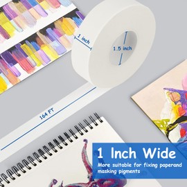 ZARBRE Artist Tape, White Art Tape for Watercolor Paper, Medium Tack Masking Drafting Tape for Painting Canvas Framing, Acid-Free, 1in 164FT Long