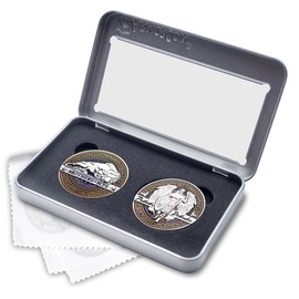 Armor Coin & Emblem - Law Enforcement Brotherhood Saint Michael Challenge Coins in Presentation Box - 2 Challenge Coin Set with Bonus polishing Cloth