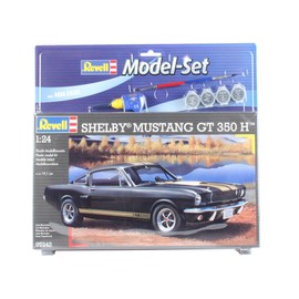 Revell Model Set 67242 Shelby Mustang GT 350 1:24 Scale Unbuilt/Unpainted Plastic Model Kit with Contacta Professional Glue, Paintbrush & Selected Aqua Color Paints