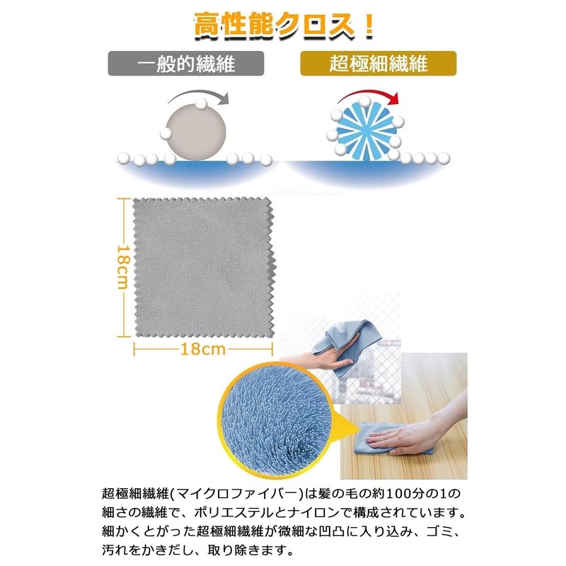メガネ拭き マイクロファイバー クリーニングクロス カメラ スマホ 液晶画面 レンズ モニター等にも使用可能 18cm×18cmの8 枚セット(クレー