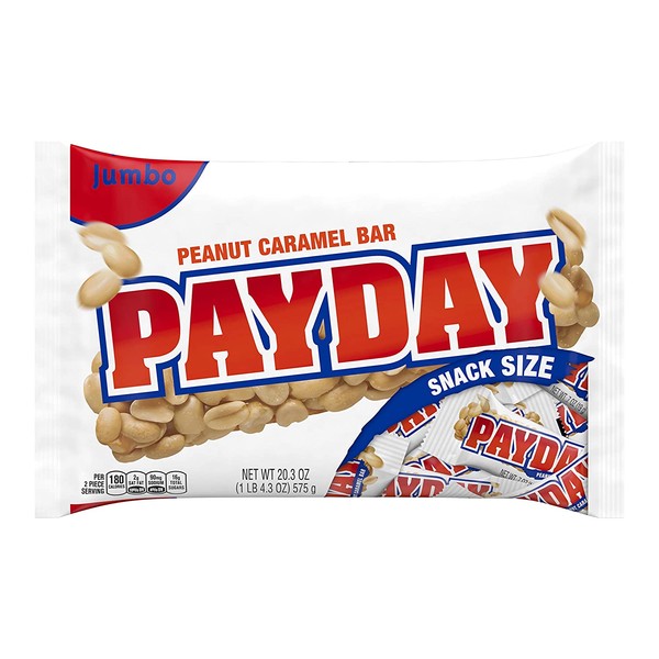 Hershey's Payday Peanut Caramel Snacksize Candy Bar Jumbo Bag, 20.3 oz
