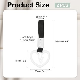 PATIKIL 2Pcs Broken Heart Shaped Car Handle Straps, Car Hanging Accessories Bumper Warning Ring Drift Charm for Auto Decor Interior Exterior Decoration, White