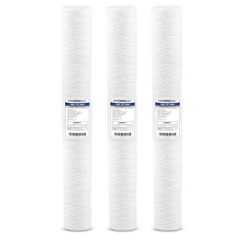 Hydronix HX-SWC-25-2005/3 Universal NSF String Wound Sediment Water Filter Cartridge 2.5" x 20"-5 Micron-3 Pack, White