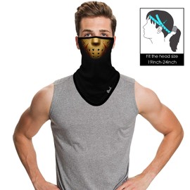 Obacle Bandana Face Mask with Ear Loops Neck Gaiter Face Mask Scarf Face Cover for Men Women (Skull Hole Black Yellow)