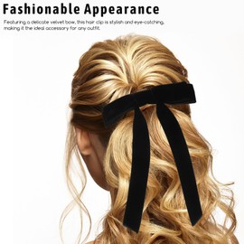 FOMIYES 2 Pcs Black Hair Bows, Velvet Ribbon Hair Bows, Thin Hair Bows, Small Hair Bows for Women Bow Hair Accessories, French Automatic Hair Clip
