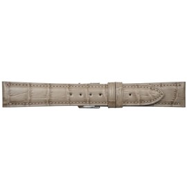 MIMOSA CSY-GG16 Mimosa Watch Band, SY-Shaped Embossed Crocodile, 0.6 inches (16 mm), Greige