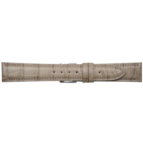 MIMOSA CSY-GG16 Mimosa Watch Band, SY-Shaped Embossed Crocodile, 0.6 inches (16 mm), Greige