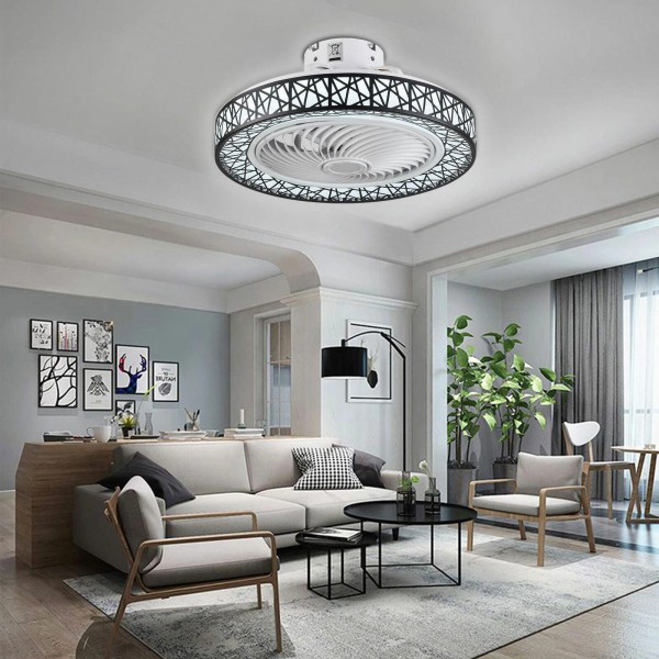 23” Modern Invisible Ceiling Fan Light LED Dimmable Chandelier Lamp